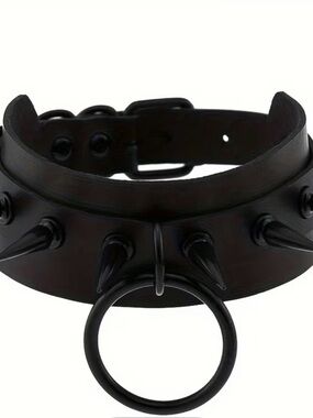 Black Spiked O-Ring Choker Necklace